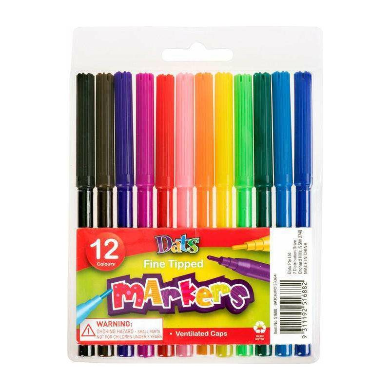 Markers and Pencils - Fine Point 12 Pack - Dollars and Sense