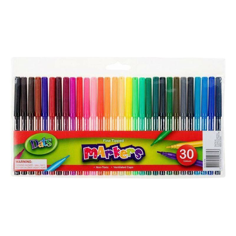 Markers and Pencils - 30 Pack Fine Point Tip - Dollars and Sense