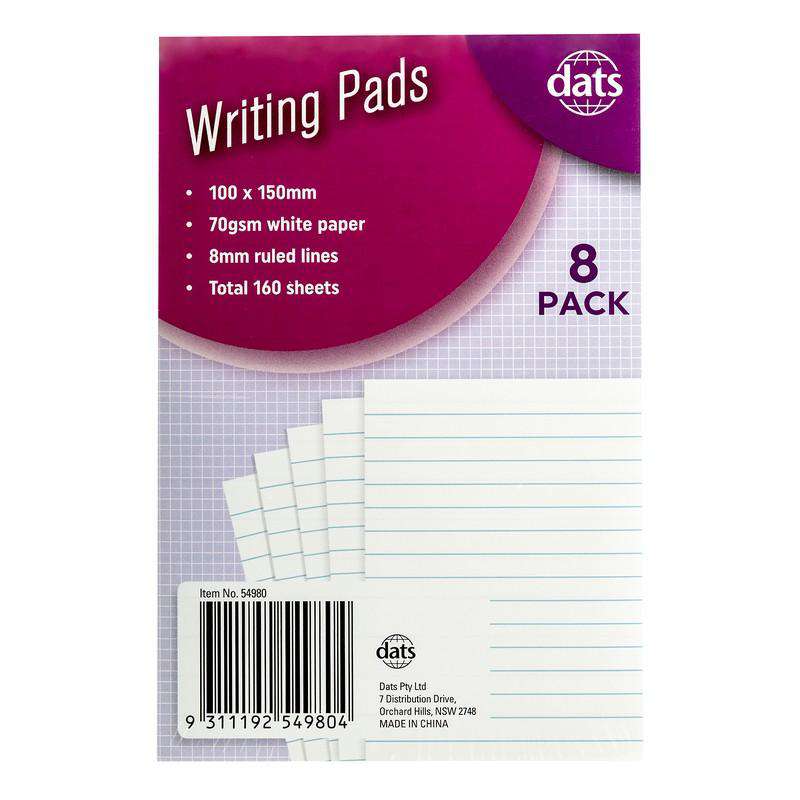 Writing Pads 100x150mm 8Pk - Dollars and Sense