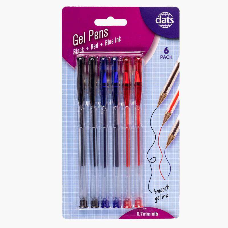 Gel Pens Black Red and Blue 6Pk - Dollars and Sense