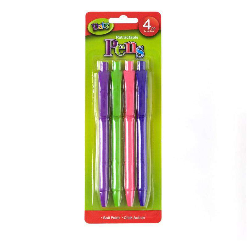 Pens Retractable Blue Ink 4Pk - Dollars and Sense