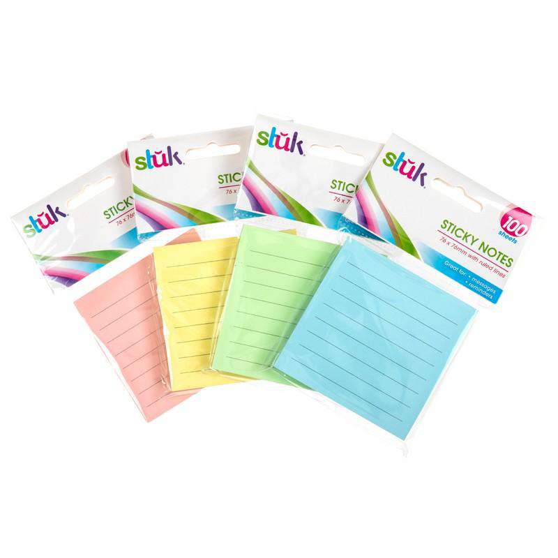 Sticky Notes With Lines - 100 Sheets 76 x 76mm - Dollars and Sense