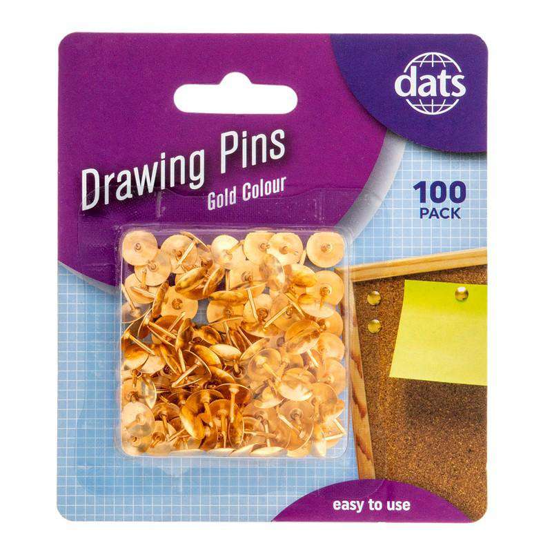 Gold Drawing Pins - 100pk - Dollars and Sense