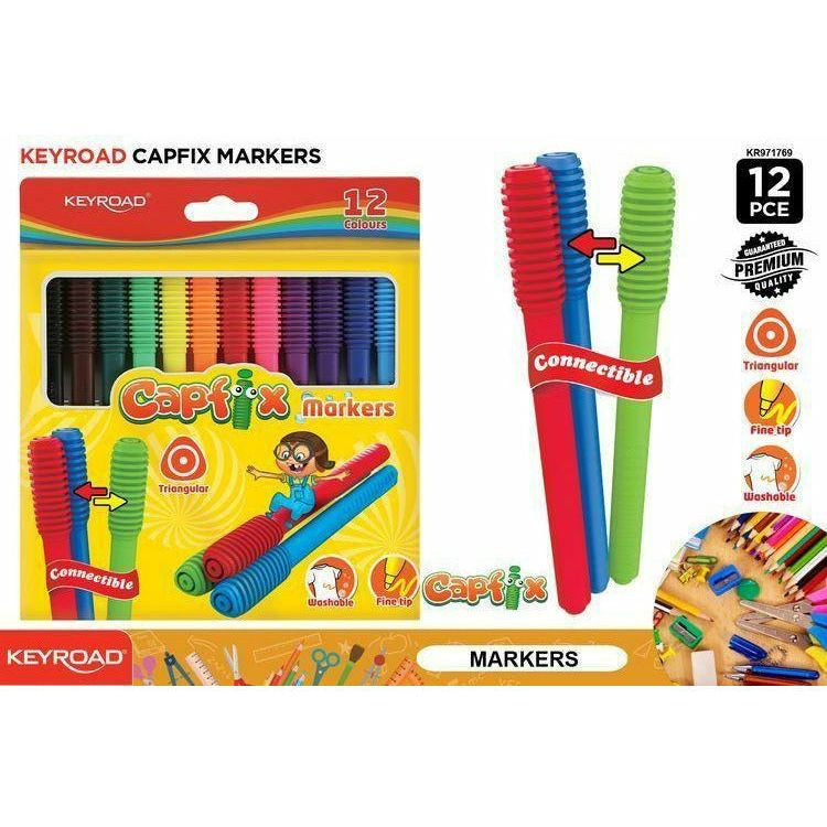 Keyroad Capfix Markers Connectable - 12 Piece Fine Tip Triangular - Dollars and Sense