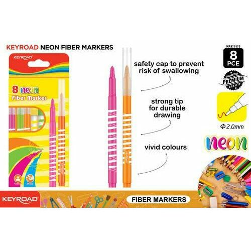 Keyroad Neon Fiber Markers - 2.0mm 8 Piece - Dollars and Sense