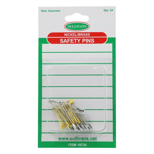 Nickel and Brass Saftey Pins - 24 Pieces Size Assorted Default Title