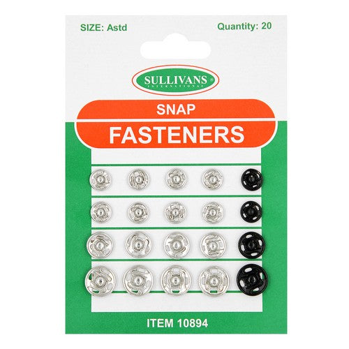 Snap Fasteners - 20 Pieces Size Assorted Default Title