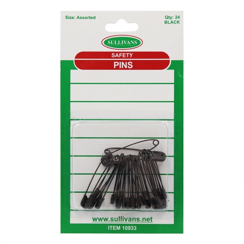 Safety Pins Black - 24 Pieces Size Assorted Default Title
