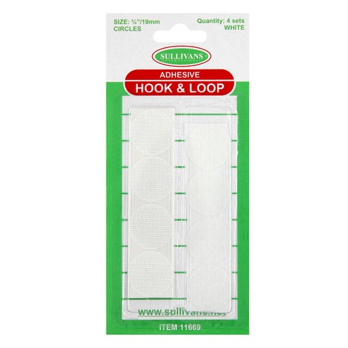 Adhesive Hook and Loop Circles - White 19mm 4 Sets Default Title