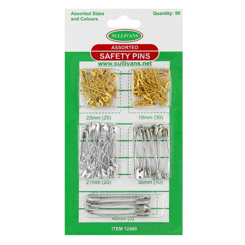 Safety Pins in Assorted Sizes and Colours - 90 Pieces Default Title