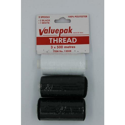 Valuepak Thread 2 Black and 1 White - 3 x 500m Default Title