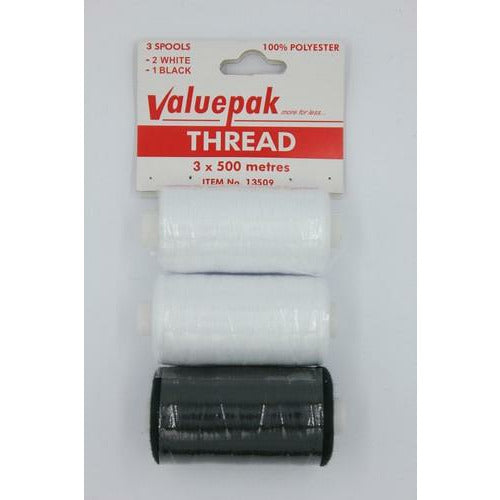 Valuepak Thread 2 White and 1 Black - 3 x 500m Default Title