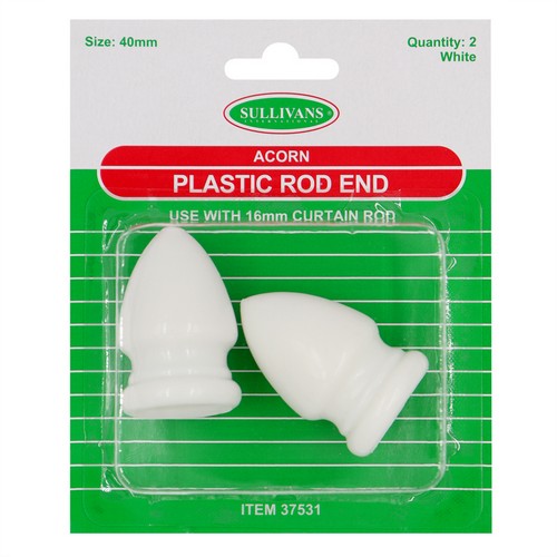 Acorn Plastic Rod End White - Dollars and Sense