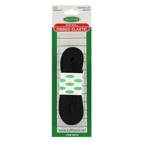 Non Roll Ribbed Elastic Black - Dollars and Sense