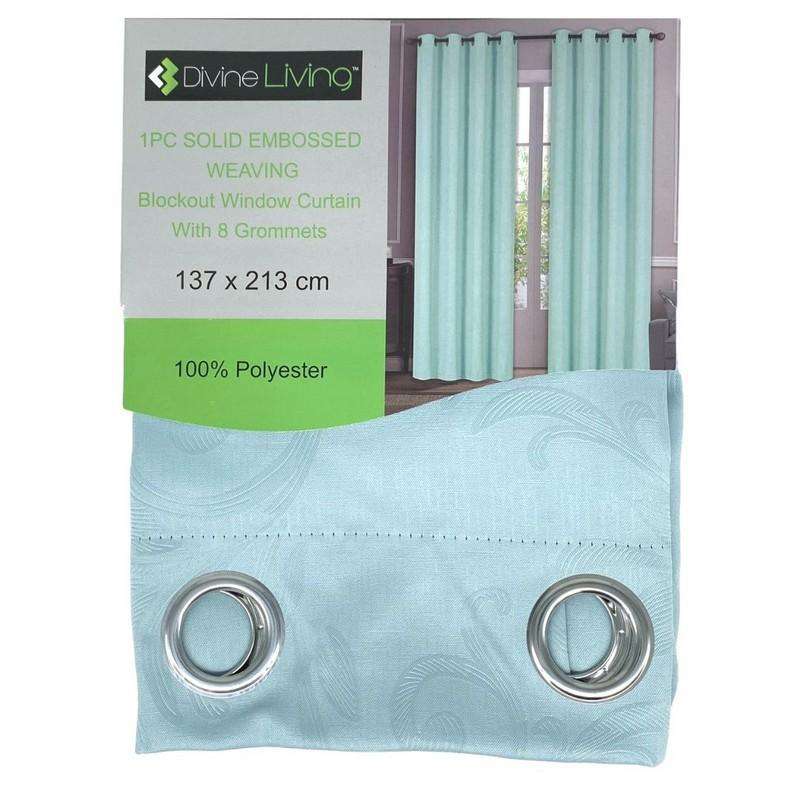 Alt=Divine Living Curtain Blockout Embossed Light Blue 137x213cm