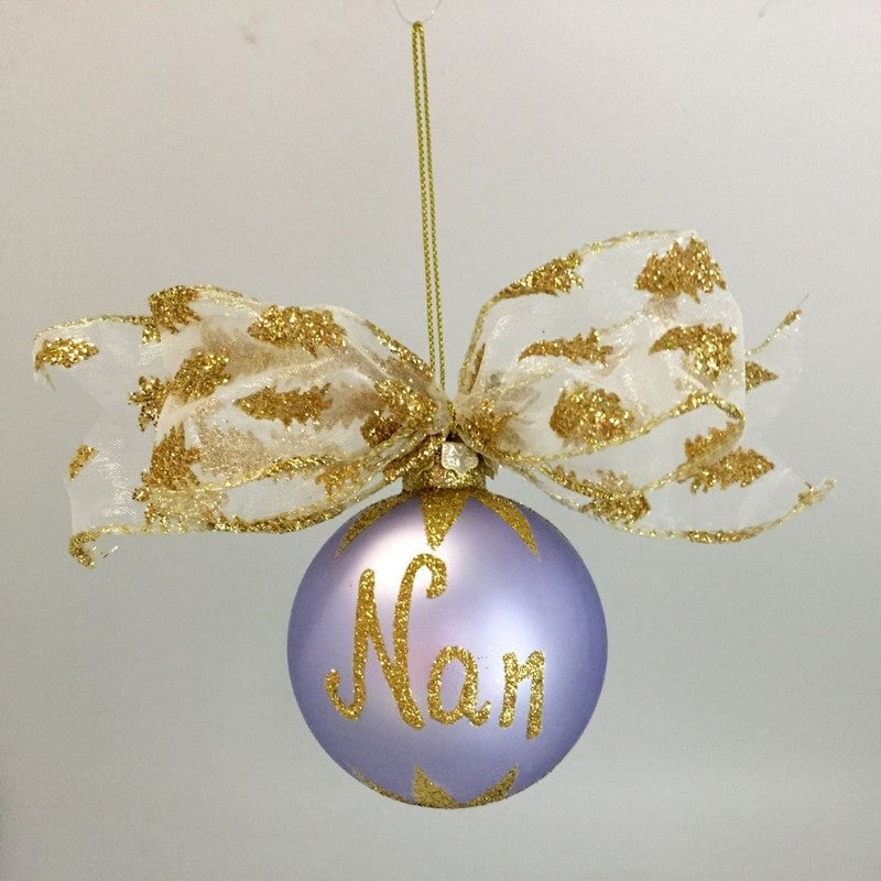 Personalised Christmas Baubles|Buy Personalised Glass Baby Purple Bauble Gift Box 70mmD| Dollars and Sense