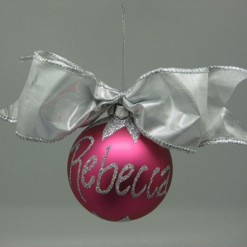 Personalised Christmas Baubles |Buy Personalised Glass Lolly Pink Bauble Gift Box 70mmD