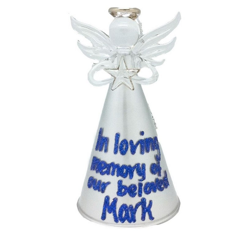 Personalised Christmas Baubles|Buy Personalised Glass Silver Angel Gift Box W8xH14cm| Dollars and Sense
