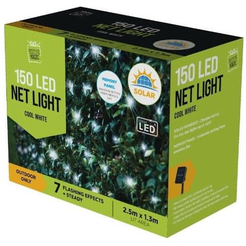 Solar LED Net Lights 150 Pc Cool White - Dollars and Sense