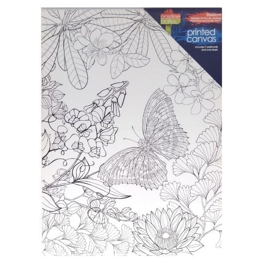 Printed Colour In Canvas 30x40cm Butterfly Plants