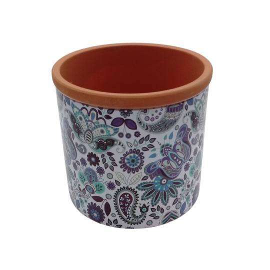 Medium Pot Mosaic Range 14x12cm Purple Paisley Design - Dollars and Sense
