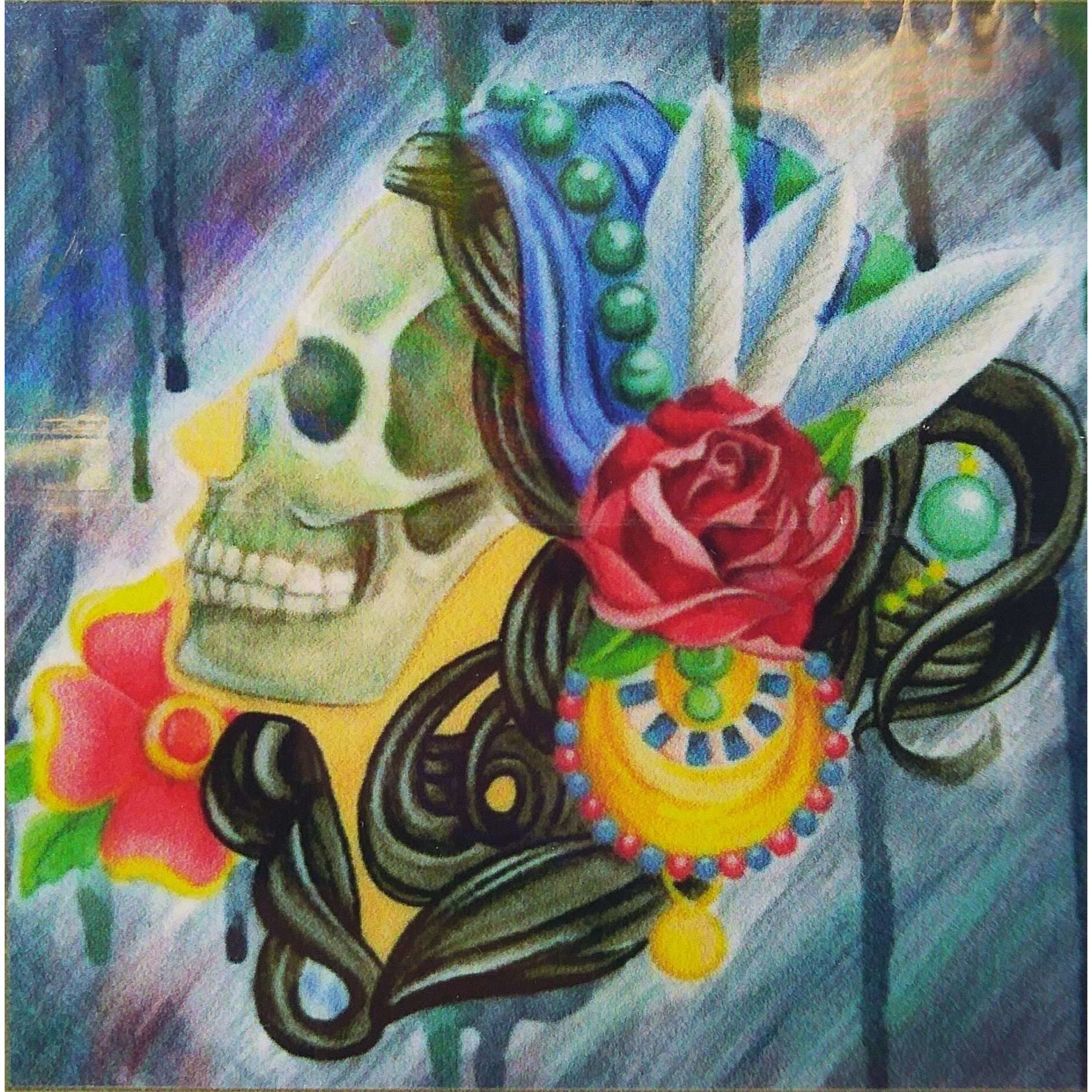 Diamond Art 30x30cm Skull and Flowers