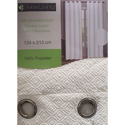 Divine Living Curtain Off-White 3D Embossed with Grommets - Dollars and Sense