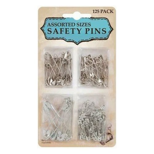 Safety Pins Assorted Sizes - 125 Piece Set - Dollars and Sense