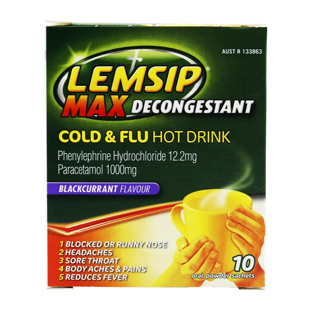 Lemsip Max Decongestant Cold and Flu Blackcurrent - 10 Pack 1 Piece - Dollars and Sense