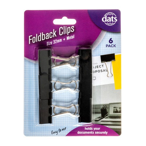 Foldback Clips - 32mm 6 Pack 1 Piece - Dollars and Sense