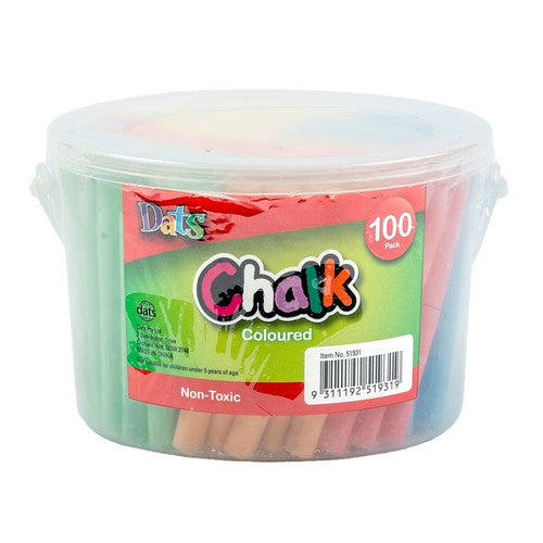 Coloured Chalk - 100 Pieces - Dollars and Sense