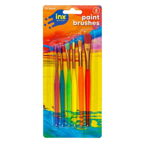 Paint Brushes Coloured Handle - 6 Pack 1 Piece - Dollars and Sense