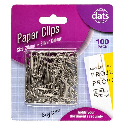 Paper Clips Silver - 28mm 100 Pack 1 Piece - Dollars and Sense