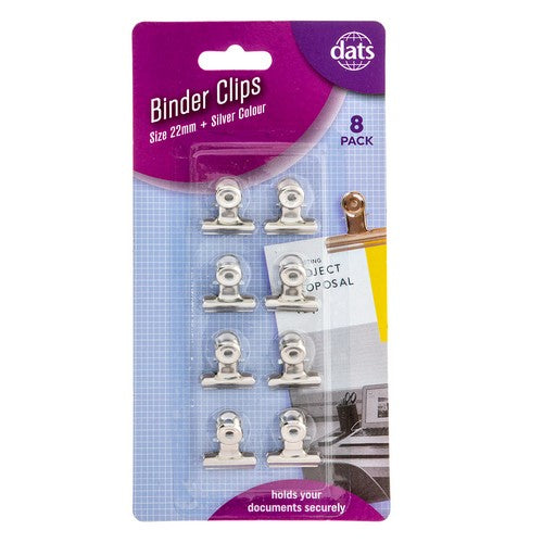Binder Clips Silver 8 Pack - 22mm 1 Piece - Dollars and Sense