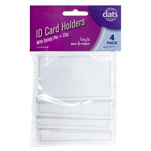 ID Card Holders with Safety Pin and Clip - 4 Pack 1 Piece - Dollars and Sense