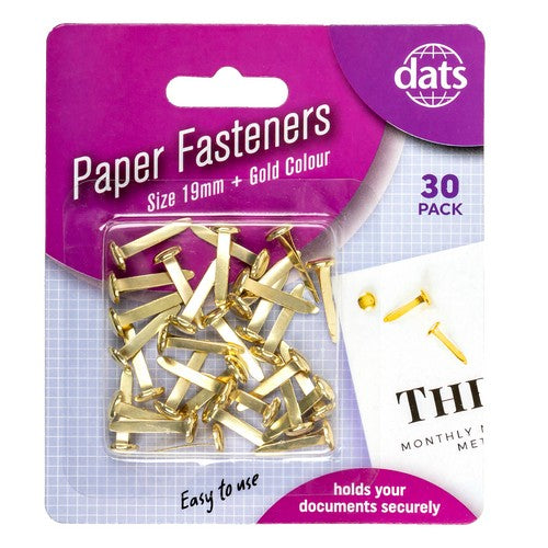 Brass Paper Fasteners Gold - 19mm 30 Pack 1 Piece - Dollars and Sense