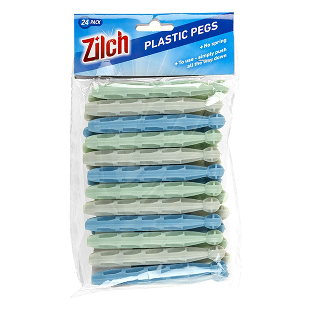 Zilch Plastic Pegs No Spring - 10.5x1.3cm 24 Pack 1 Piece - Dollars and Sense