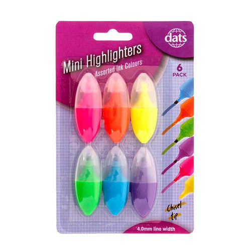 Mini Highlighters 4.0mm - 6 Pack 1 Piece - Dollars and Sense