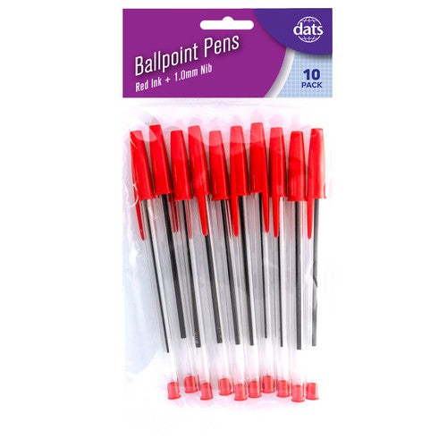 Ballpoint Pens Red Ink - 10 Pack 1 Piece - Dollars and Sense