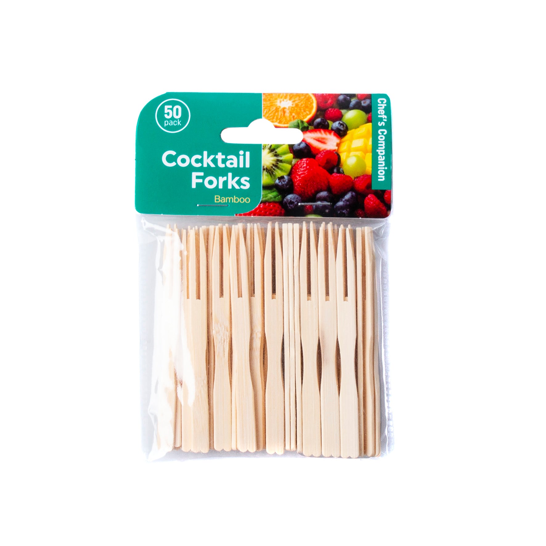 Cocktail Forks Bamboo - 9cm x 3mm 50 Pack 1 Piece - Dollars and Sense