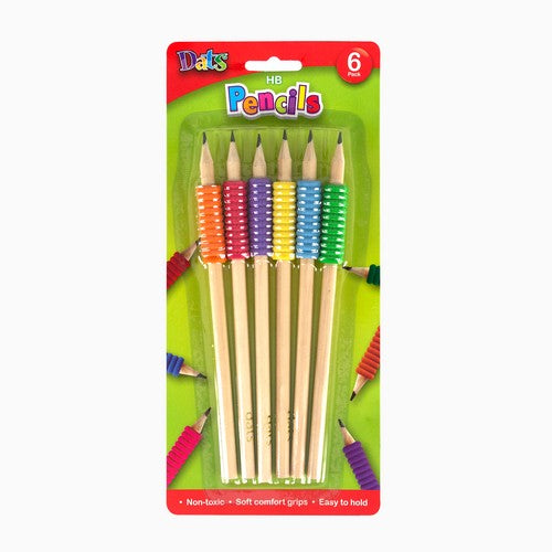 Pencil HB with Soft Comfort Grip - 6 Pack 1 Piece - Dollars and Sense