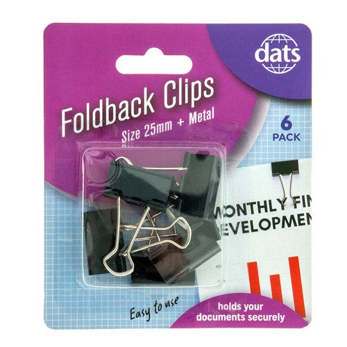 Foldback Clips - 25mm 6 Pack 1 Piece - Dollars and Sense
