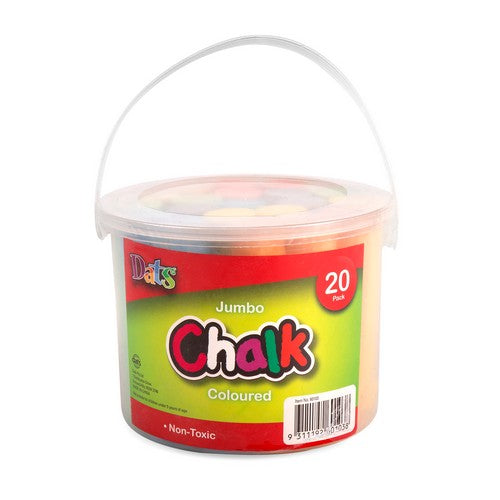 Chalk Jumbo Coloured in Bucket - 20 Pack 1 Piece - Dollars and Sense
