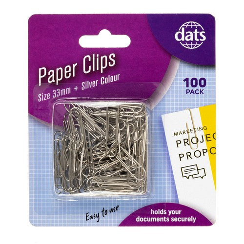 Paper Clip Sliver - 33mm 100 Pack 1 Piece - Dollars and Sense