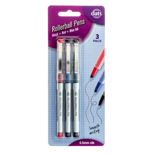 Rollerball Pens Mixed Colour - 3 Pack 1 Piece - Dollars and Sense