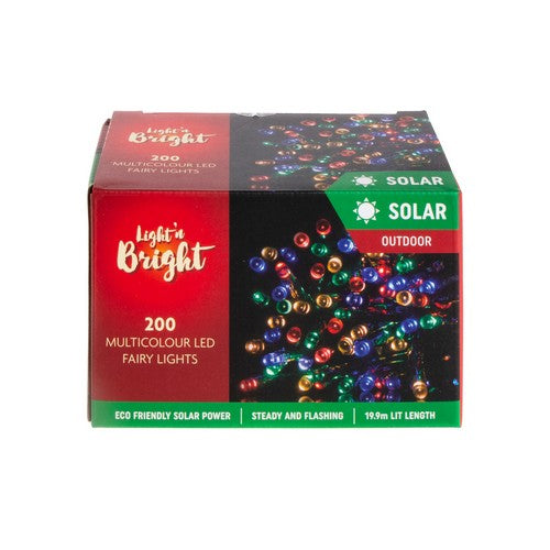 Solar Fairy Lights Multicolour 2F 200pc - Dollars and Sense