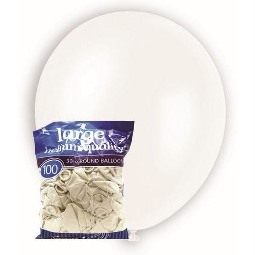 White - 100 x 30cm (12) Decorator Balloons