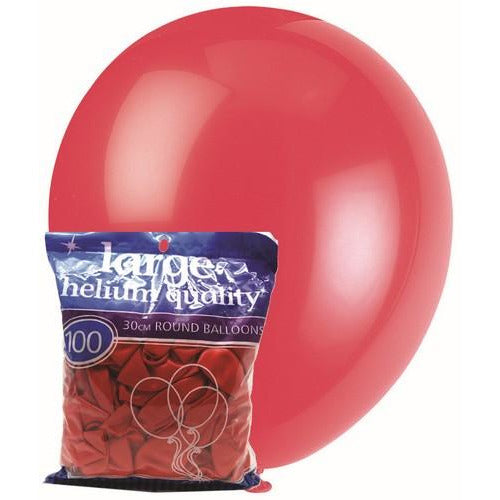 Strawberry Red - 100 x 30cm (12) Decorator Balloons