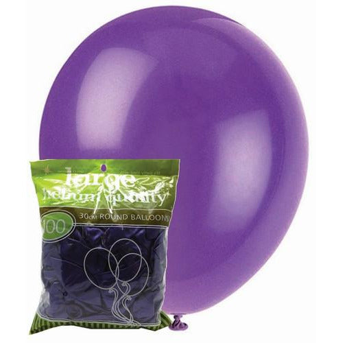 Purple - 100 x 30cm (12) Metallic Balloons
