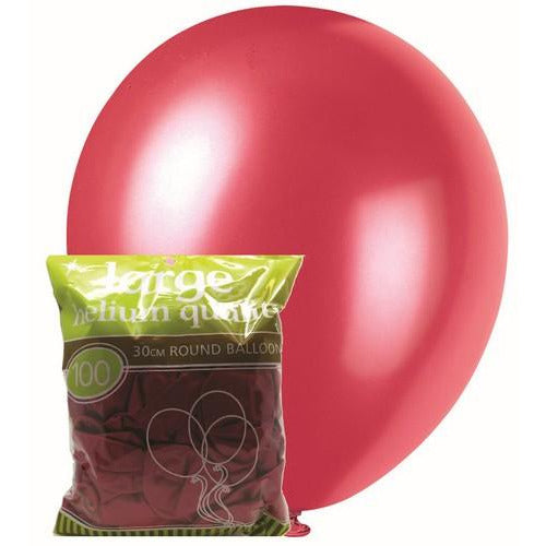 Pink - 100 x 30cm (12) Metallic Balloons